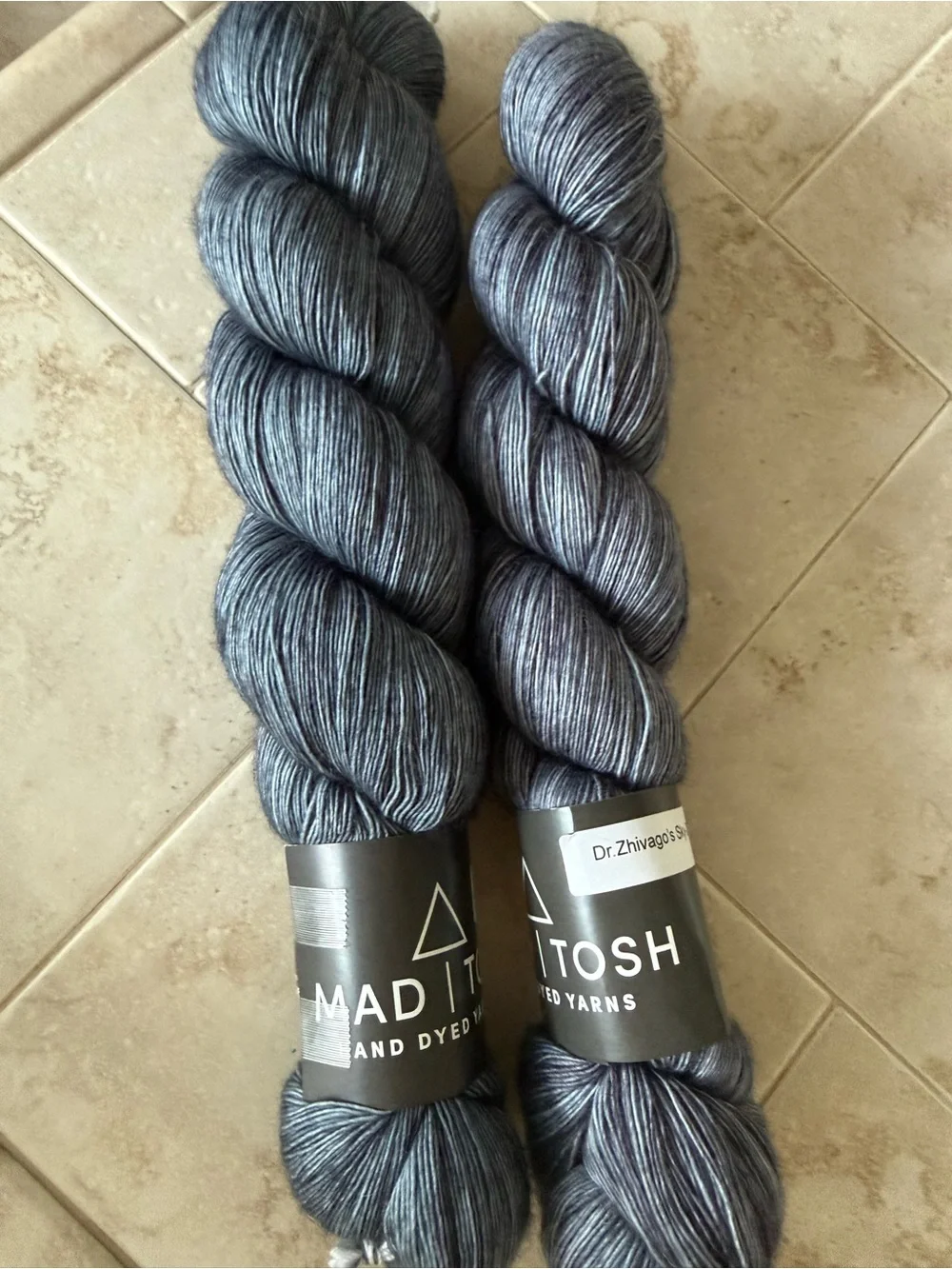 Mad Tosh Dr. Zhivago’s Sky Hand-Dyed Yarn in Smoky Blue-Gray